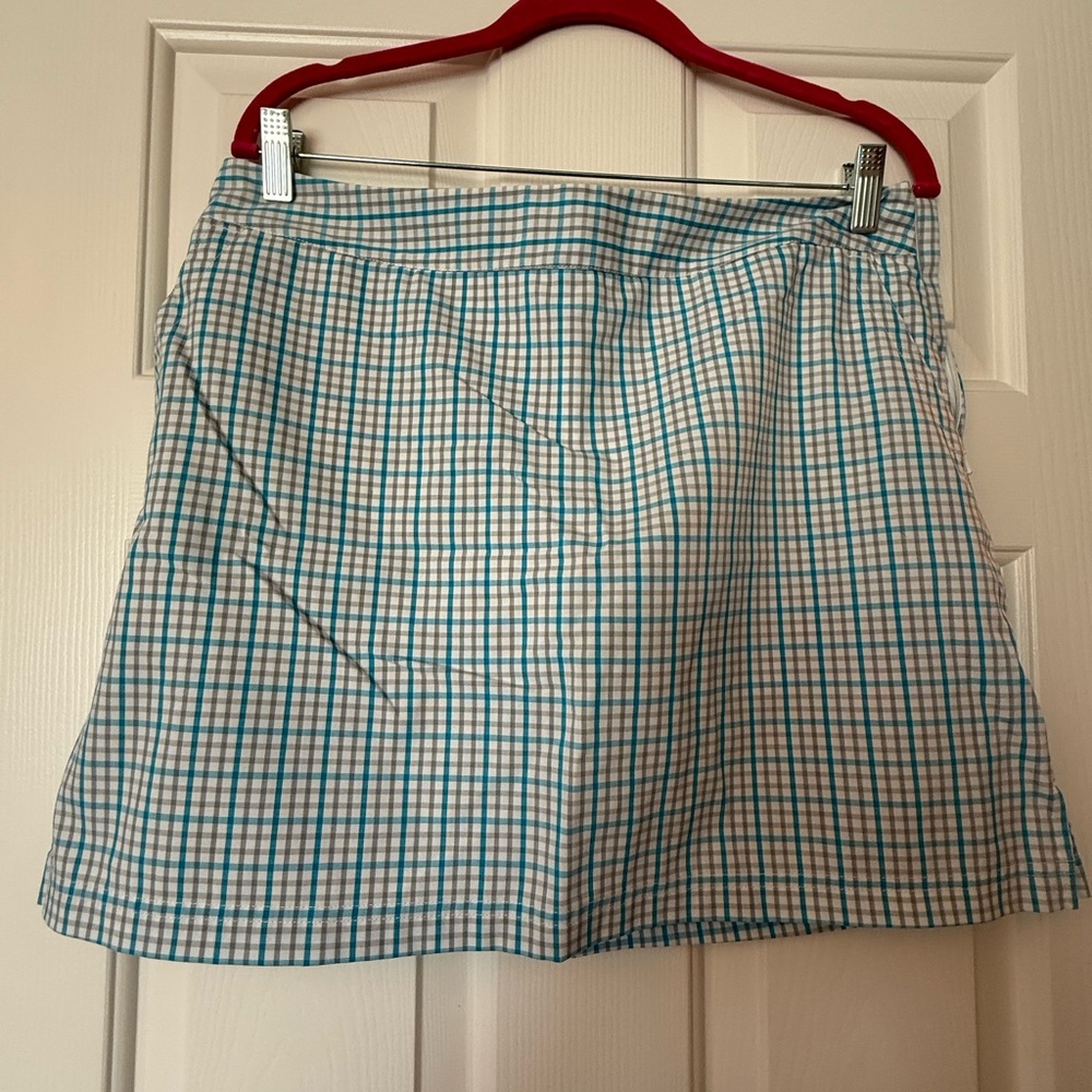 adidas Blue and White Plaid A-Line Skirt
